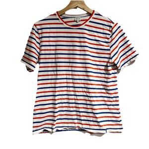 KULE Women Small Red White Blue Striped Short Sleeve Tee